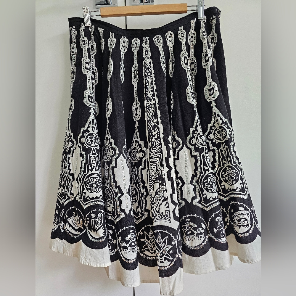 Carole Little boho black and white skirt size 14